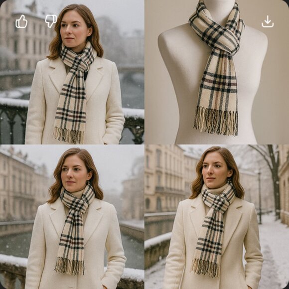 Heritage Plaid Scarf by Berkshire Handkerchief Co. – Classic Cream Check - Picture 2 of 9